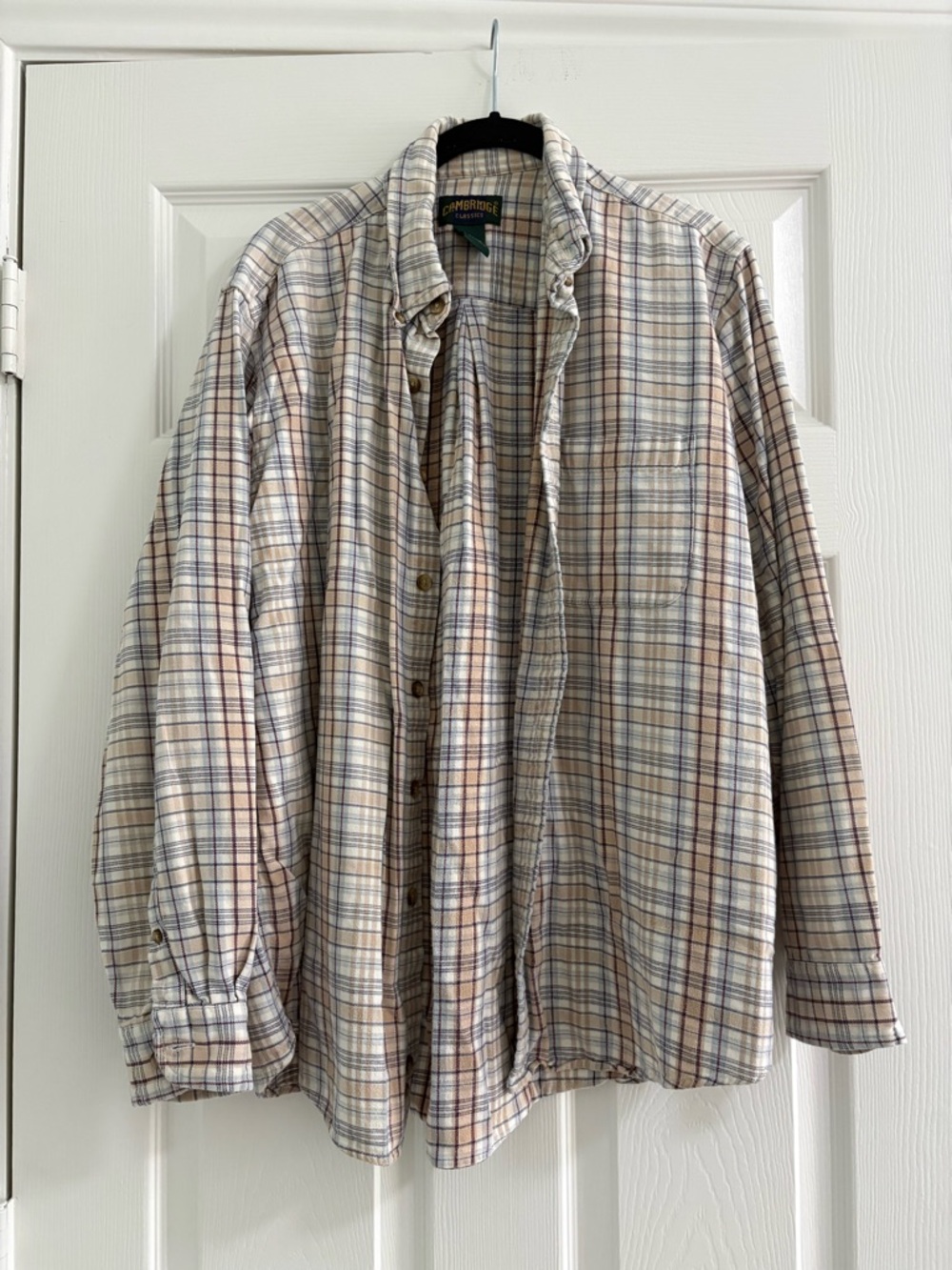 Cream Plaid Button-Down Shirt
